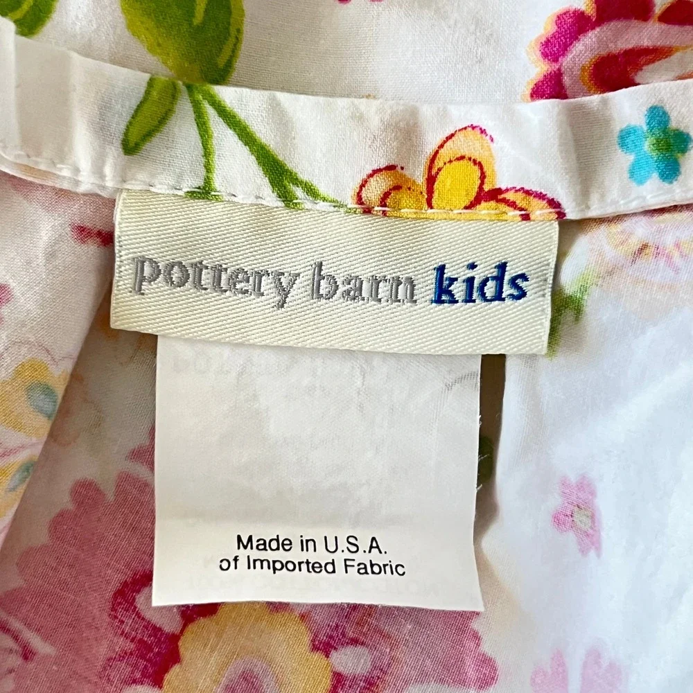 Vtg. Pottery Barn Kids Queen Sheet Set Cotton Floral Paisley Garden Party USA